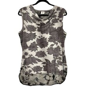 Cabi #3057 Tango Floral Drape Tank black,white,gray floral Woman's Size Medium